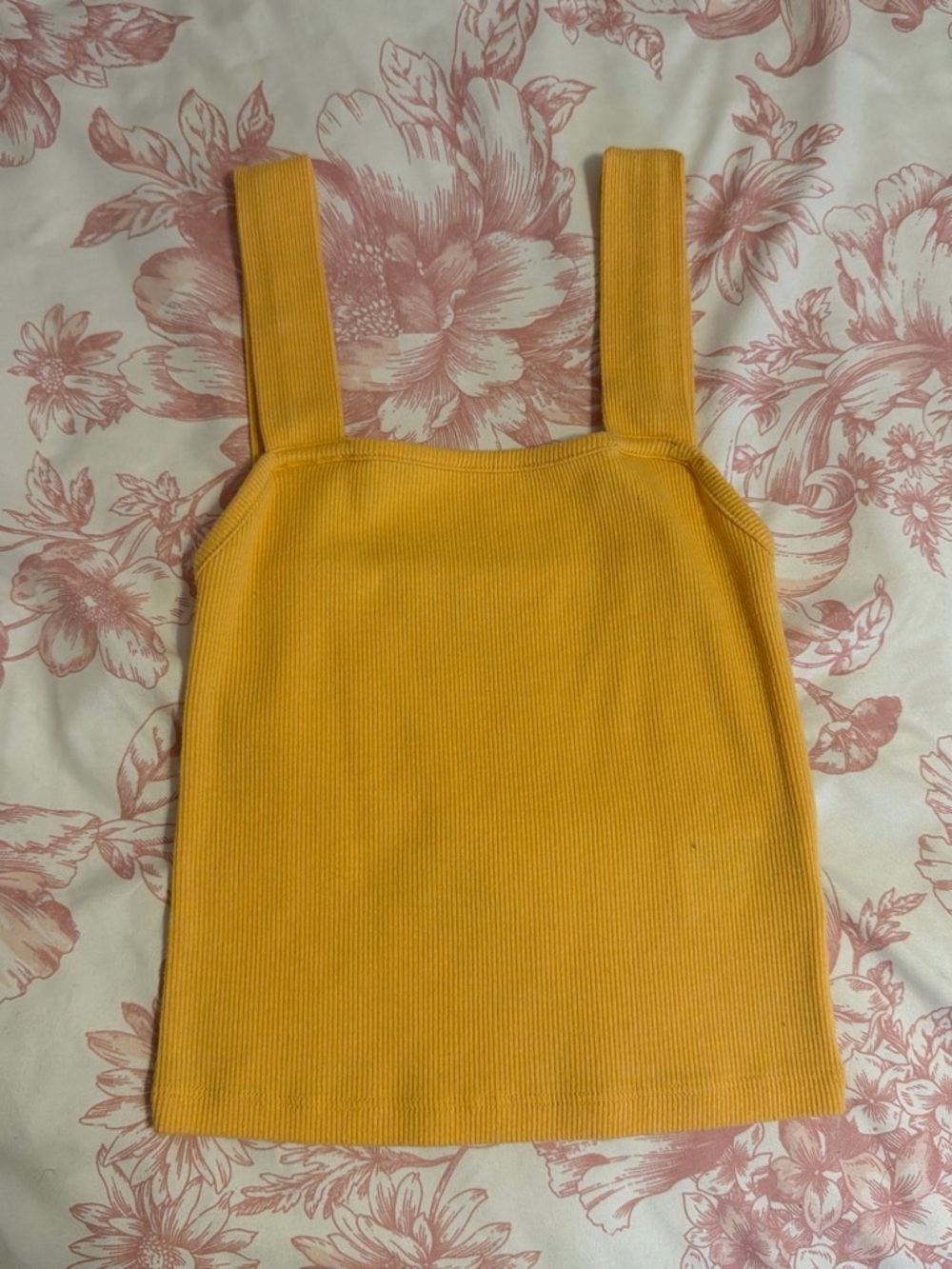 American Eagle Outfitters Ribbed Square-Neck Tank Top in Mustard